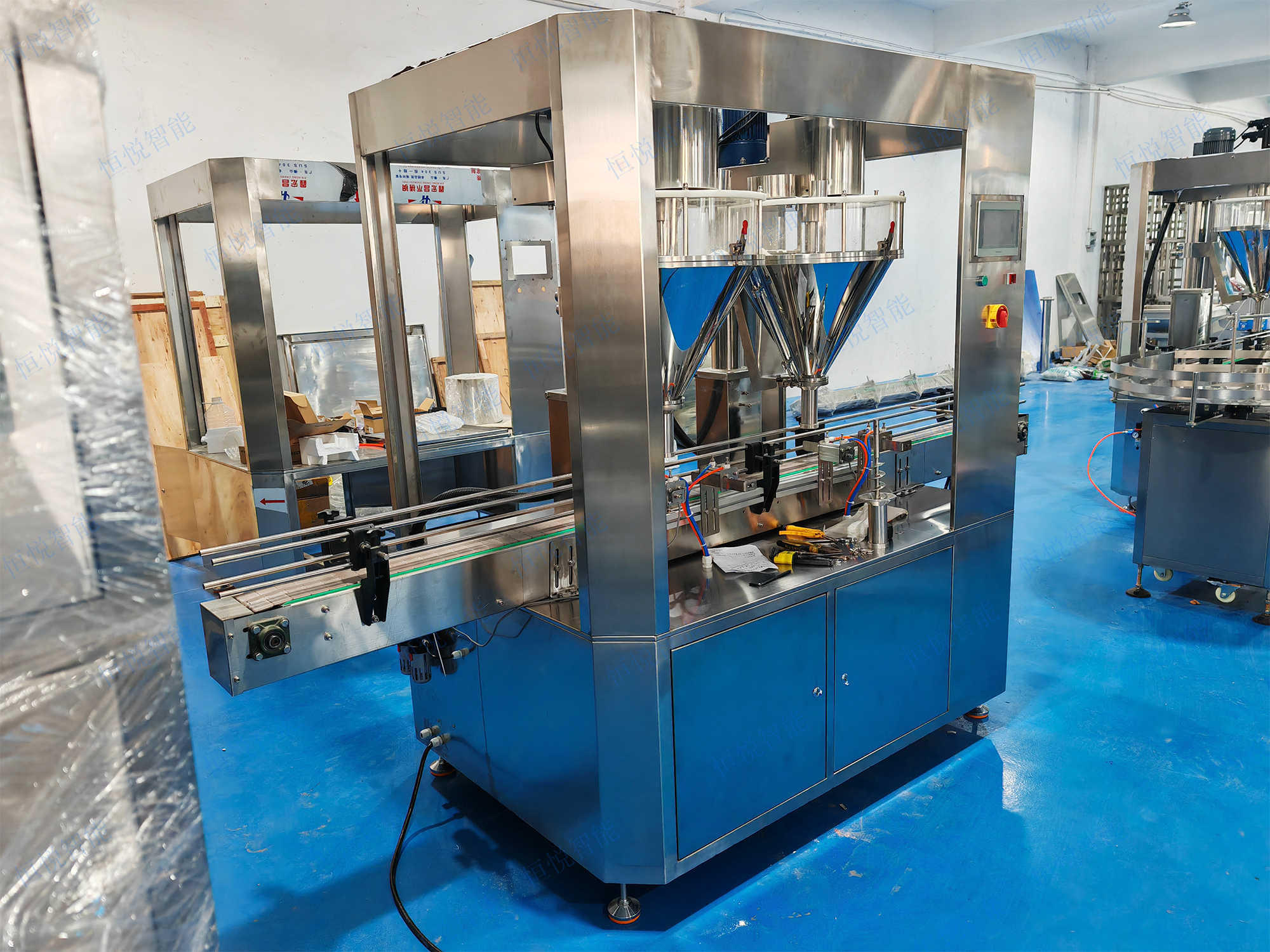 粉剂双头全自动灌装机，高效运行洁净包装