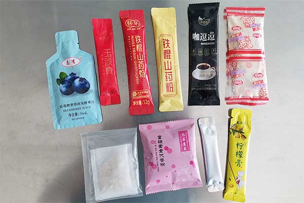 全自动豆浆粉包装机可实现背封长条袋型，三边封、圆角袋型等精美包装